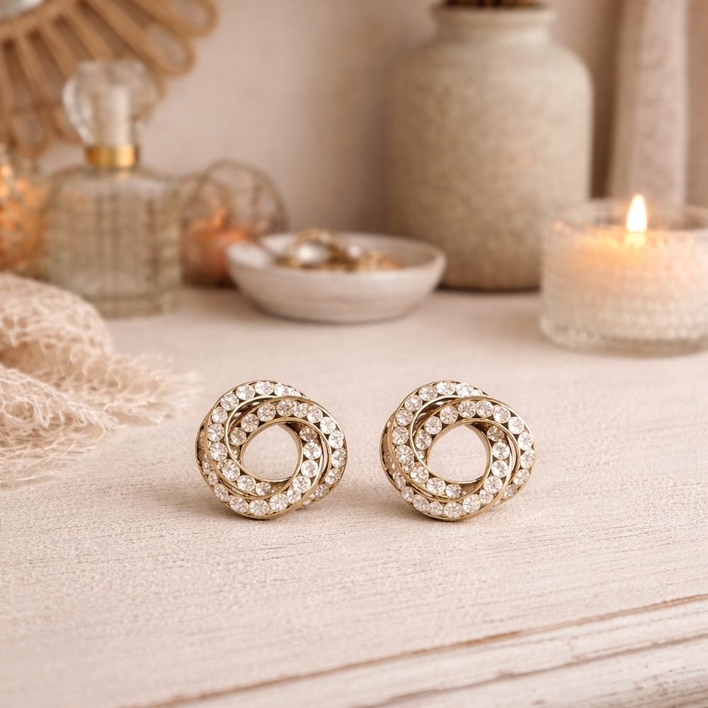 Elegant & Romantic White Crystal Knot Earrings - Pre-loved